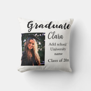 Graduation add name class of 20xx congrats add pho cushion