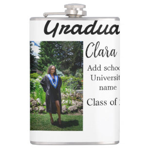 Graduation add name class of 20xx congrats add pho hip flask