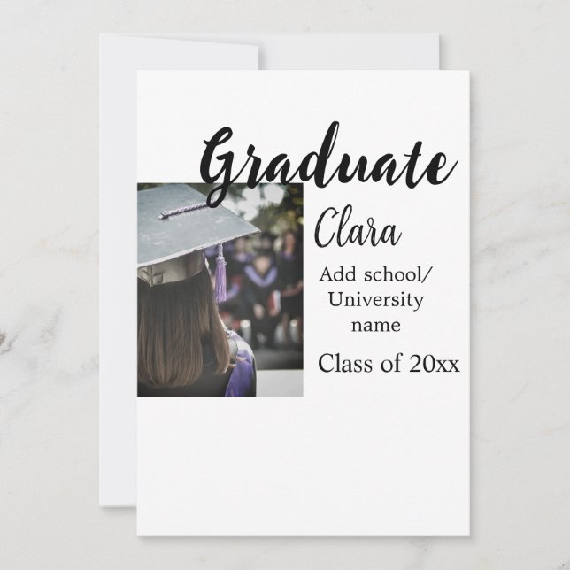 Graduation add name class of 20xx congrats add pho invitation (Front)