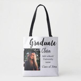 Graduation add name class of 20xx congrats add pho tote bag