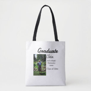 Graduation add name class of 20xx congrats add pho tote bag