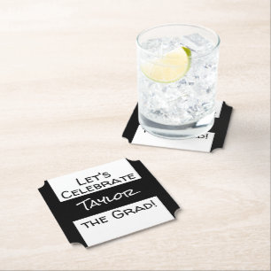 Graduation Add Name Let's Celebrate the Grad Paper Coaster