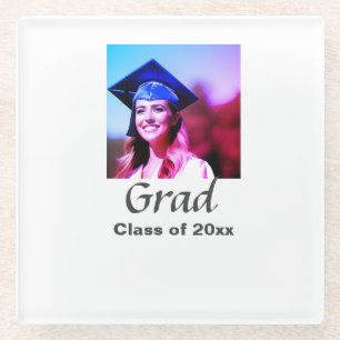 Graduation add name photo class year custom glass coaster