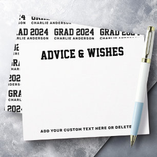 Graduation advice and wishes grad year black white card