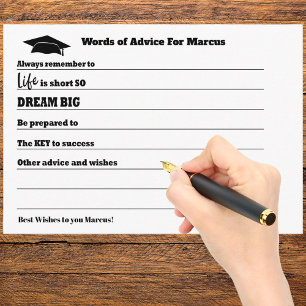 Graduation Advice Wishes Grad Party  Enclosure Card