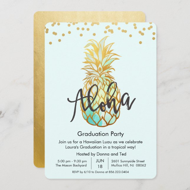Graduation Aloha Luau Party Invitation (Front/Back)