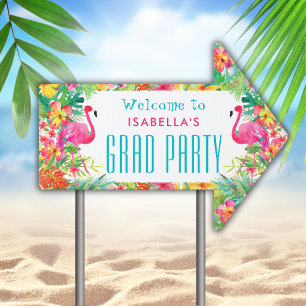 Graduation Aloha Tropical Luau Party Arrow  Garden Sign