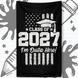 Graduation American Flag Senior Class of 2027 Banner