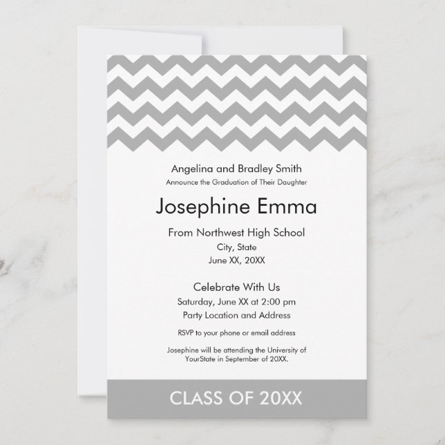 Graduation Annoucement and Invitation - Chevrons (Front)