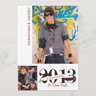 Graduation Announcement     3 Photo Maroon