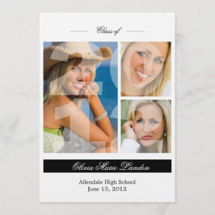 Graduation Announcement 3 Photos Black