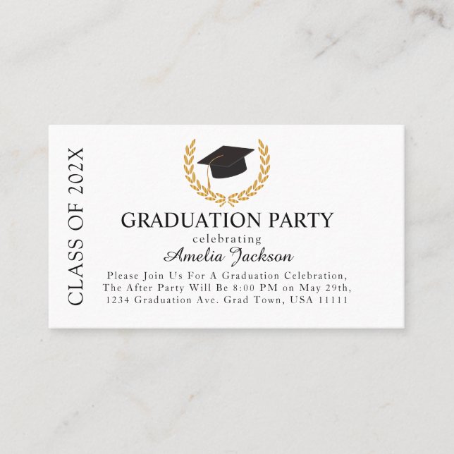 Graduation Announcement After Party Insert Cards (Front)
