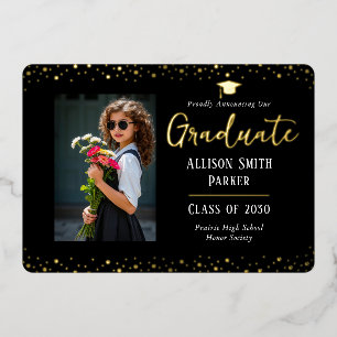 Graduation Announcement Black and Gold Photo