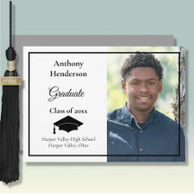 Graduation Announcement Black Cap and Photo