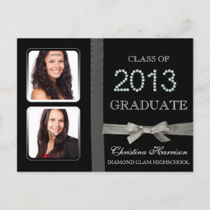 Graduation Announcement Class of 2013 Glitz Glam Postcard