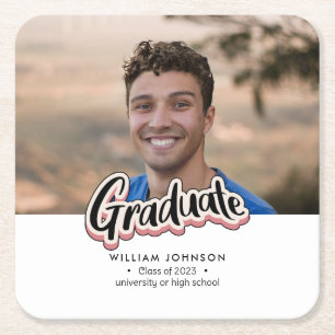 Graduation Announcement Class of 2023 Square Paper Coaster