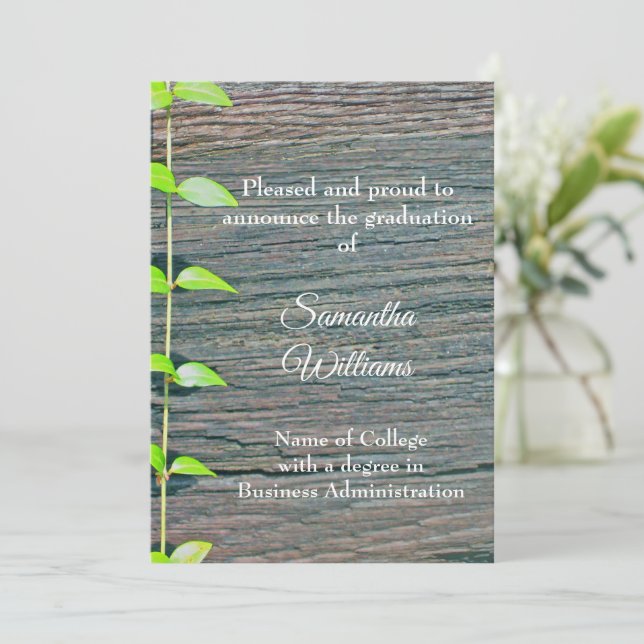 Graduation Announcement College, Rustic Card (Standing Front)