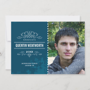 GRADUATION ANNOUNCEMENT cool grunge navy blue