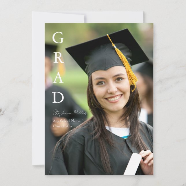 Graduation Announcement Customisable Name School  (Front)