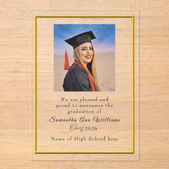 Graduation Announcement High School acrylic card (Front)