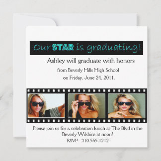 Graduation Announcement Hollywood Star Aqua