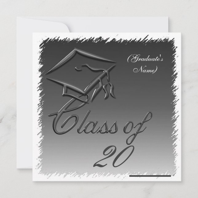 Graduation Announcement, Invitation Black Silver (Front)