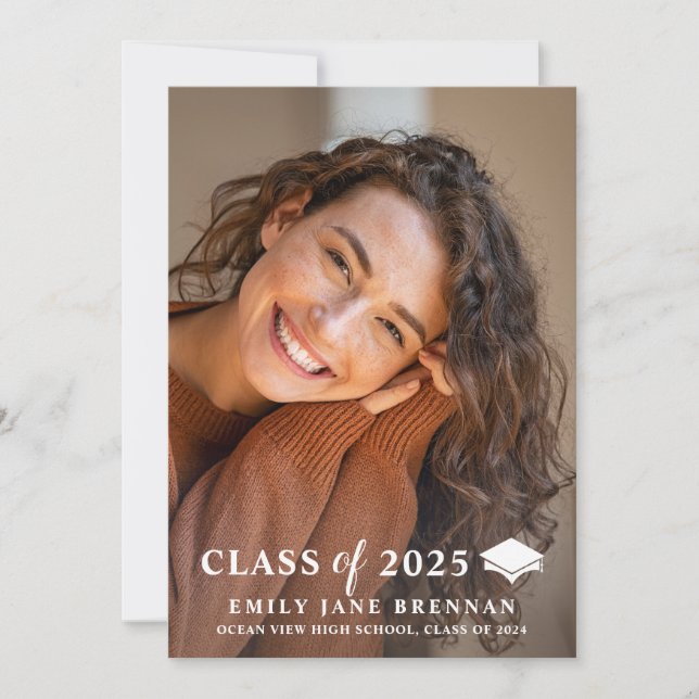Graduation Announcement Invitation Grad Photo Card (Front)