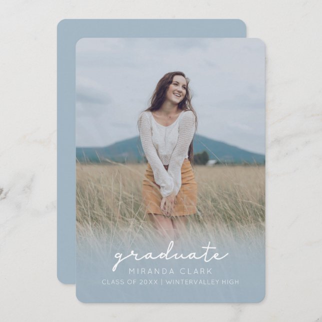Graduation announcement invitation light blue (Front/Back)