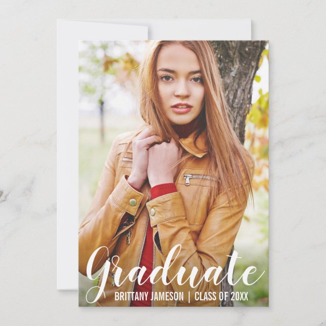 Graduation Announcement Modern Photo Card WL (Front)