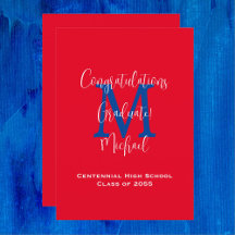 Graduation Announcement, Name, Red Blue White