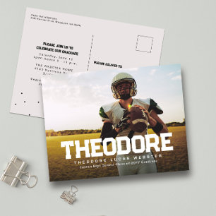 Graduation announcement one photo athlete postcard