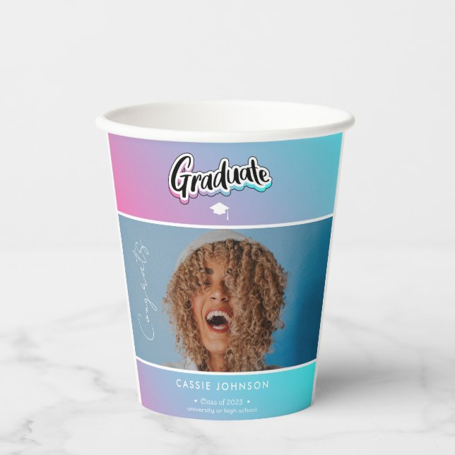 Graduation announcement  paper cups (Front)