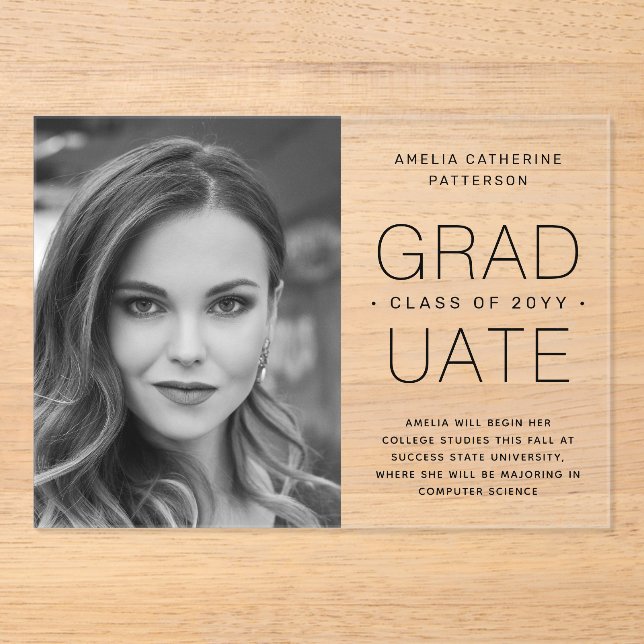 Graduation Announcement Photo Modern Minimalist (Front)