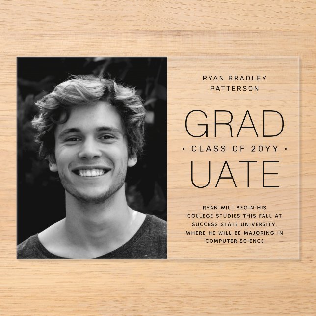 Graduation Announcement Photo Modern Minimalist (Front)