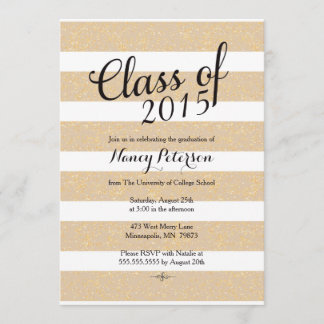 Graduation Announcement - Taupe and Gold Glitter