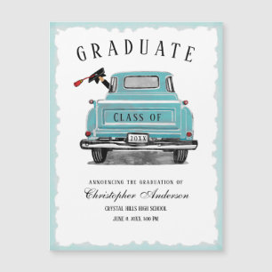 Graduation Announcement Vintage Blue Truck 2025