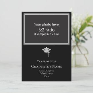Graduation Announcement w/ Mortarboard (Silver)