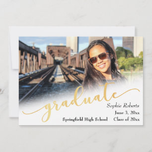 Graduation Announcement w/ Photo & Faux Gold Foil
