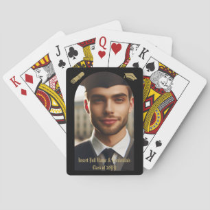 Graduation Arch Photo, Gold Cap & Tassel, Diploma  Playing Cards