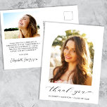 Graduation Arch Photo Thank You Postcard<br><div class="desc">Modern graduation thank you card postcard featuring the graduate's photo in a modern arched picture frame,  "thank you" in an elegant script and their name and class year in simple typography. On the reverse side,  personalise a thank you message and add add their name in a signature-like script.</div>