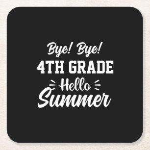 Graduation Art   4th Grade Hello Summer Square Paper Coaster