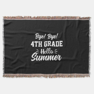 Graduation Art 4th Grade Hello Summer Throw Blanket