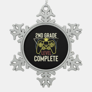 Graduation Art   Second Grade Level Complete Snowflake Pewter Christmas Ornament