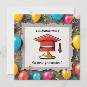 Graduation Artwork with Balloons Invitation
