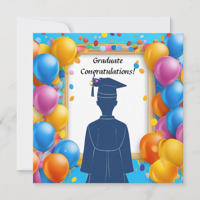 Graduation Artwork with Balloons Invitation (Front)
