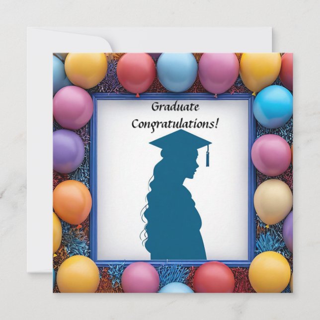 Graduation Artwork with Balloons Invitation (Front)
