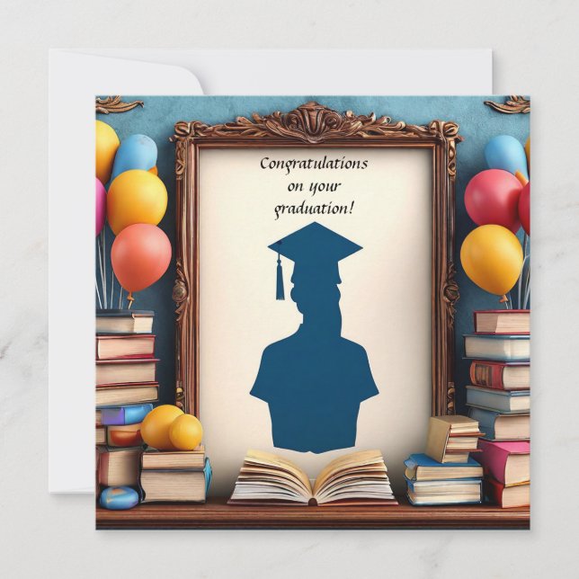 Graduation Artwork with Balloons Invitation (Front)