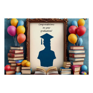 Graduation Artwork with Balloons Poster