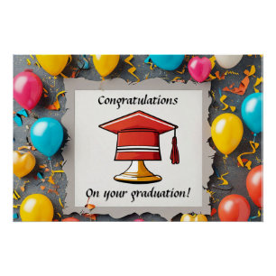 Graduation Artwork with Balloons Poster