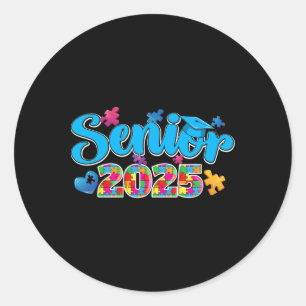 Graduation Autistic Student Senior 2025 Autism Awa Classic Round Sticker